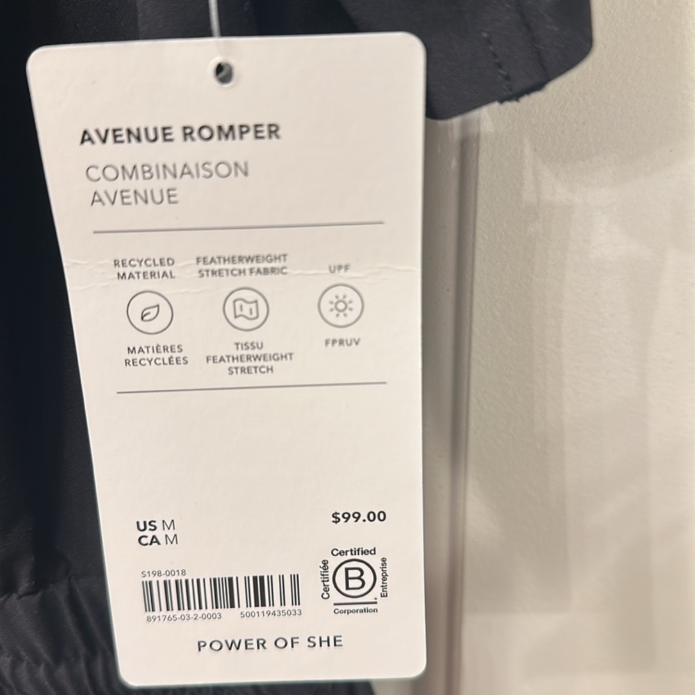 Athleta avenue romper black sz M NWT - Picture 3 of 4